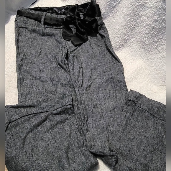 Maurices Pants - Maurices Linen Wide leg Dress pants. Dark grey, Satiny Belt. Size 5/6 NWOT
